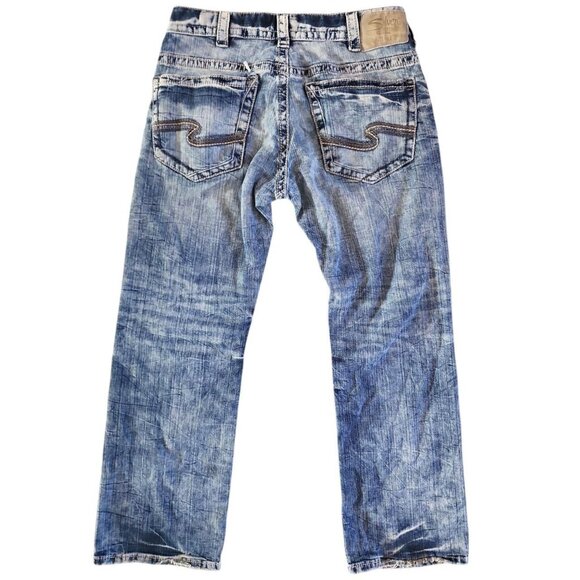 Heavily Distressed Vintage Silver Jeans size 33x32 - Picture 2 of 8